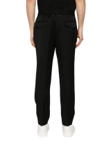 virgin wool trousers with logo badge