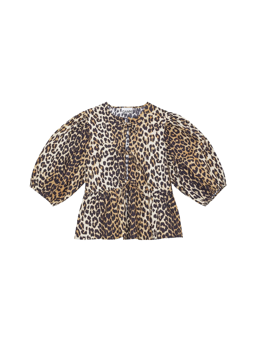 Weite Bluse mit Leoprint