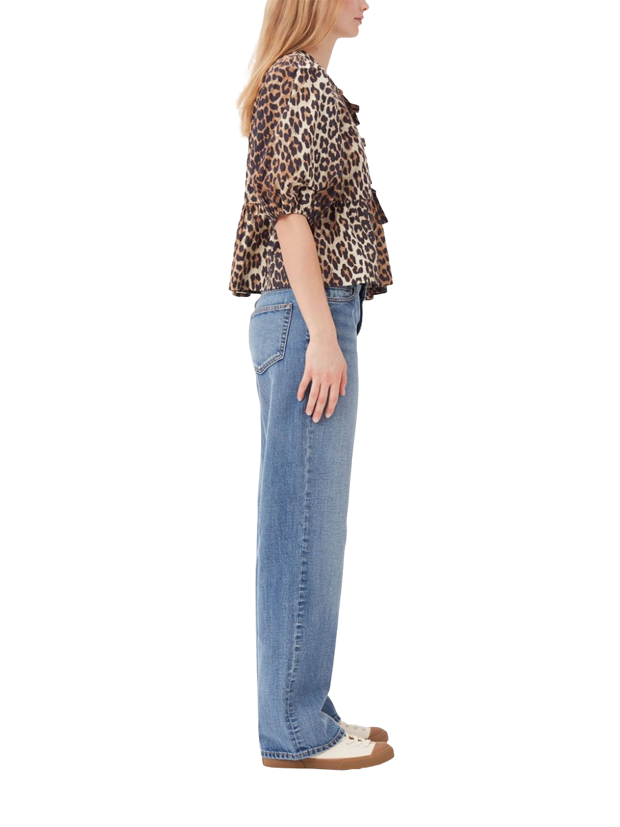 Weite Bluse mit Leoprint