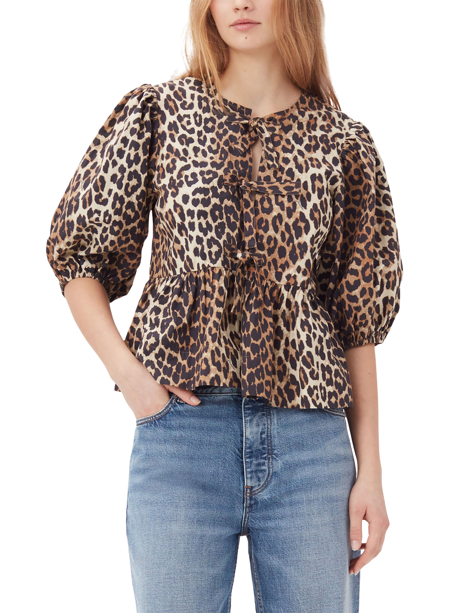 Weite Bluse mit Leoprint