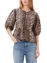 Wide blouse with leopard print 