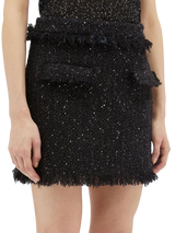 Frayed bouclé mini skirt