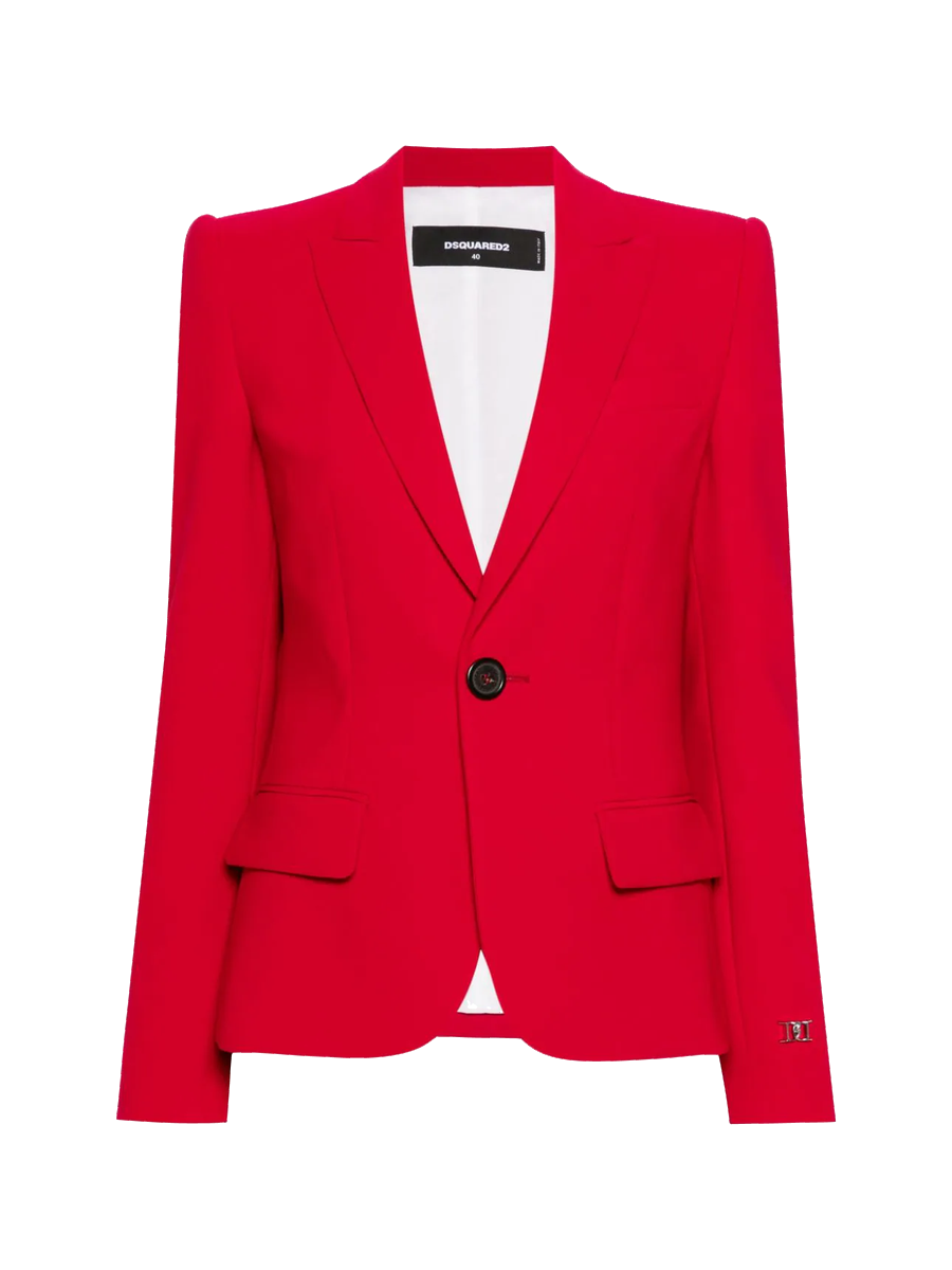 Einreihiger Blazer mit Logo-Schild