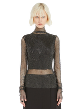 Valdai mesh turtleneck sweater with rhinestones