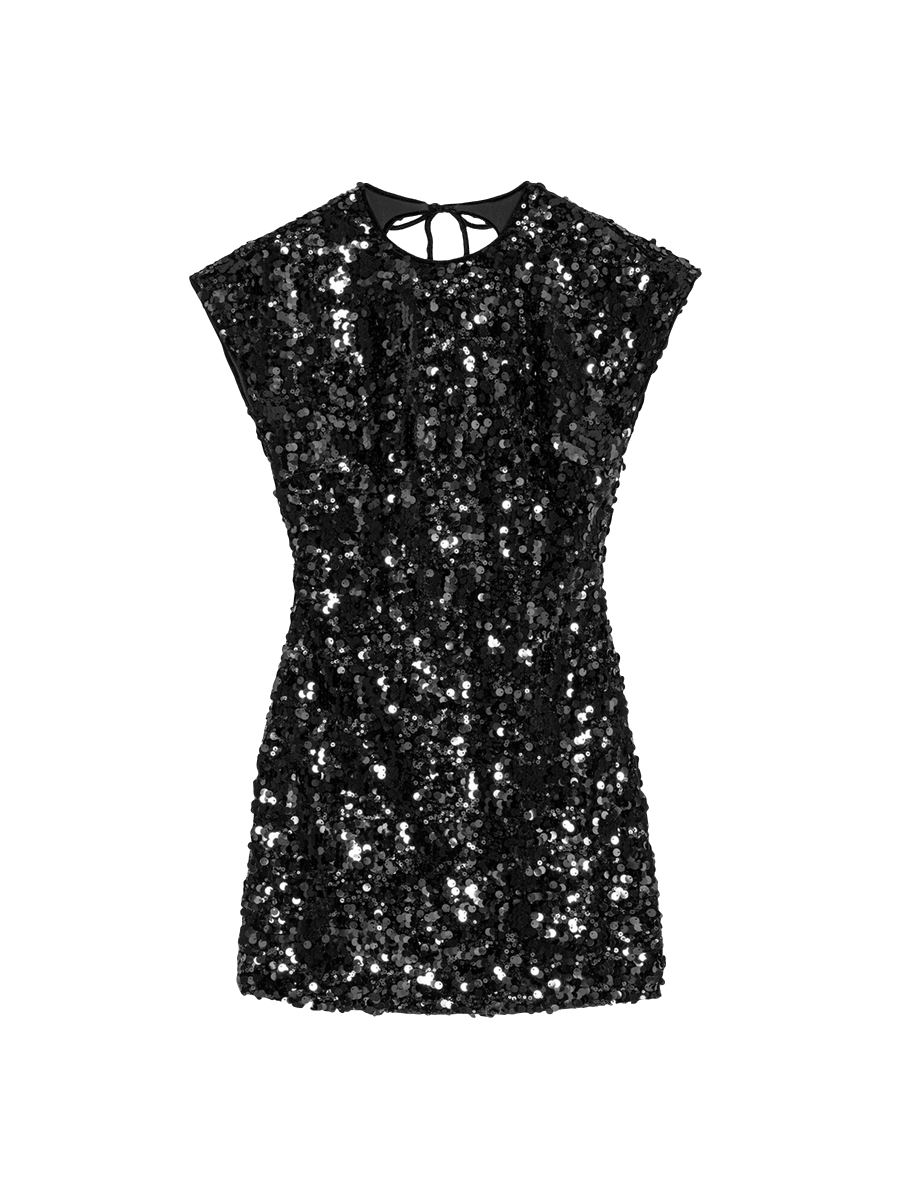 Short sequin dress with open back 