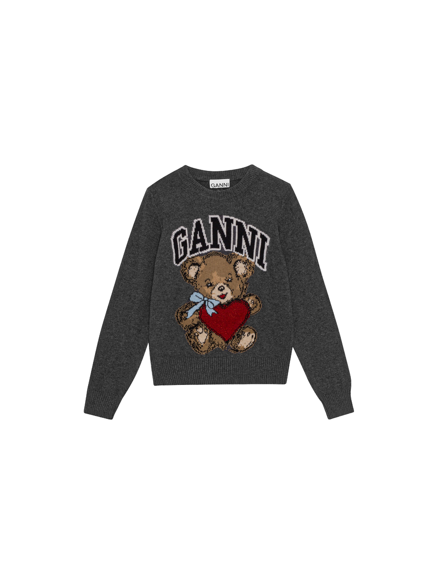 Pullover mit Teddybärmotiv und Ganni-Logo