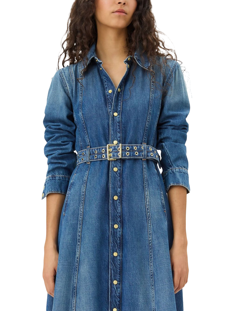 Jeans-Maxikleid mit Gürtel