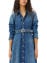 denim maxi dress with belt 