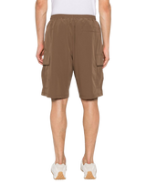 Cargo shorts with protruding logo 