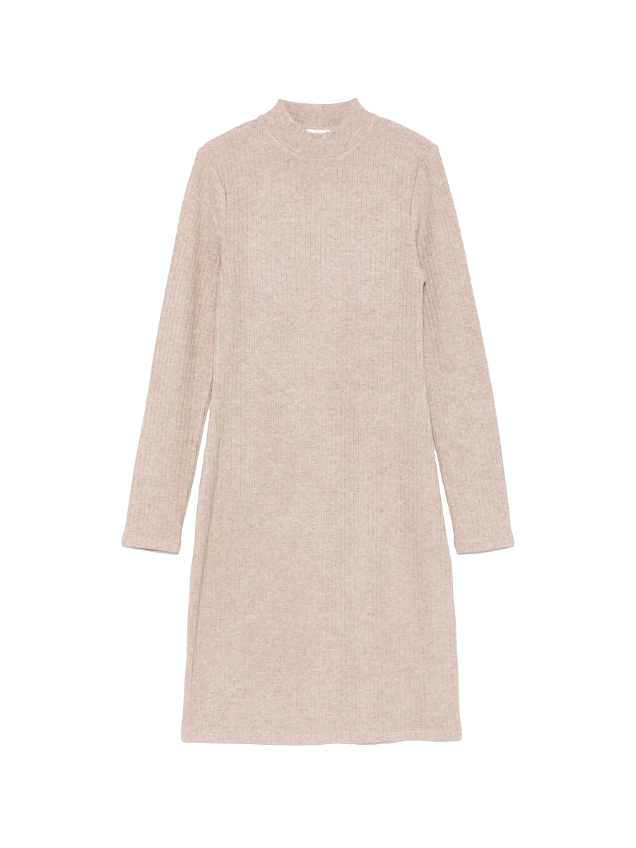 Geripptes Minikleid in Beige