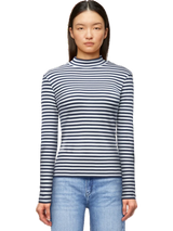 Fjola long sleeve with stand-up collar in clean stripes