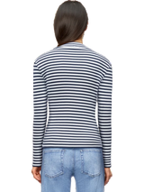 Fjola long sleeve with stand-up collar in clean stripes