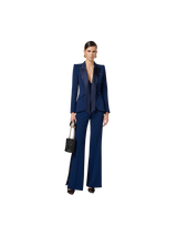 Blue crepe tuxedo jacket with satin lapels