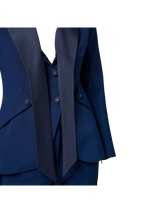 Blue crepe tuxedo jacket with satin lapels