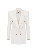 Ivory crepe jacket with gold-colored buttons