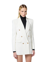 Ivory crepe jacket with gold-colored buttons