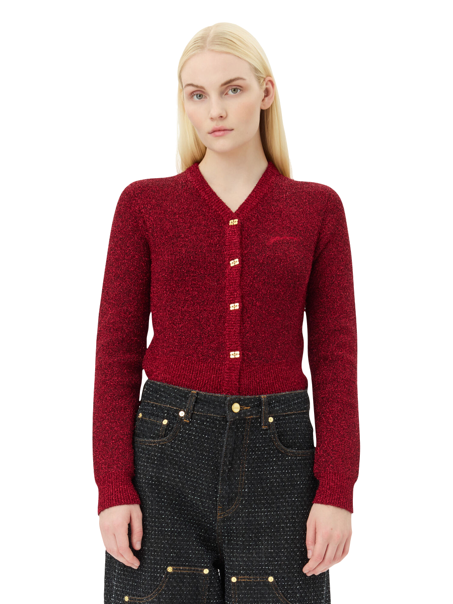 Festive cardigan with gold buttons