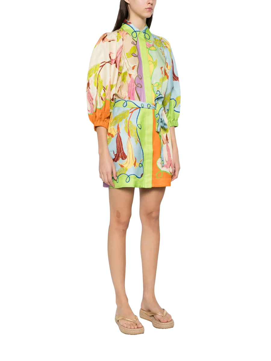 ALEMAIS - Gemustertes Minikleid mit Gürtel