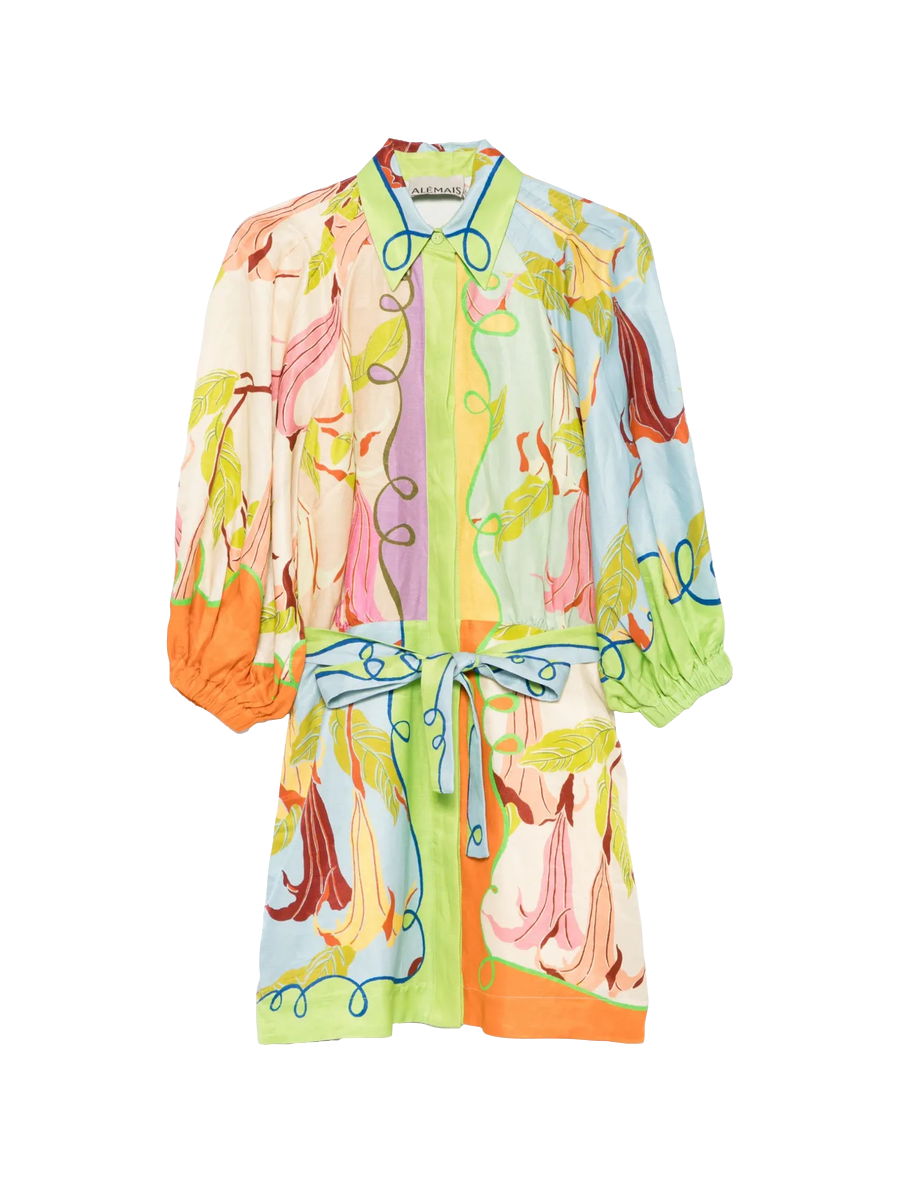 ALEMAIS - Gemustertes Minikleid mit Gürtel