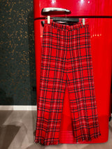 Straight pants with check pattern 