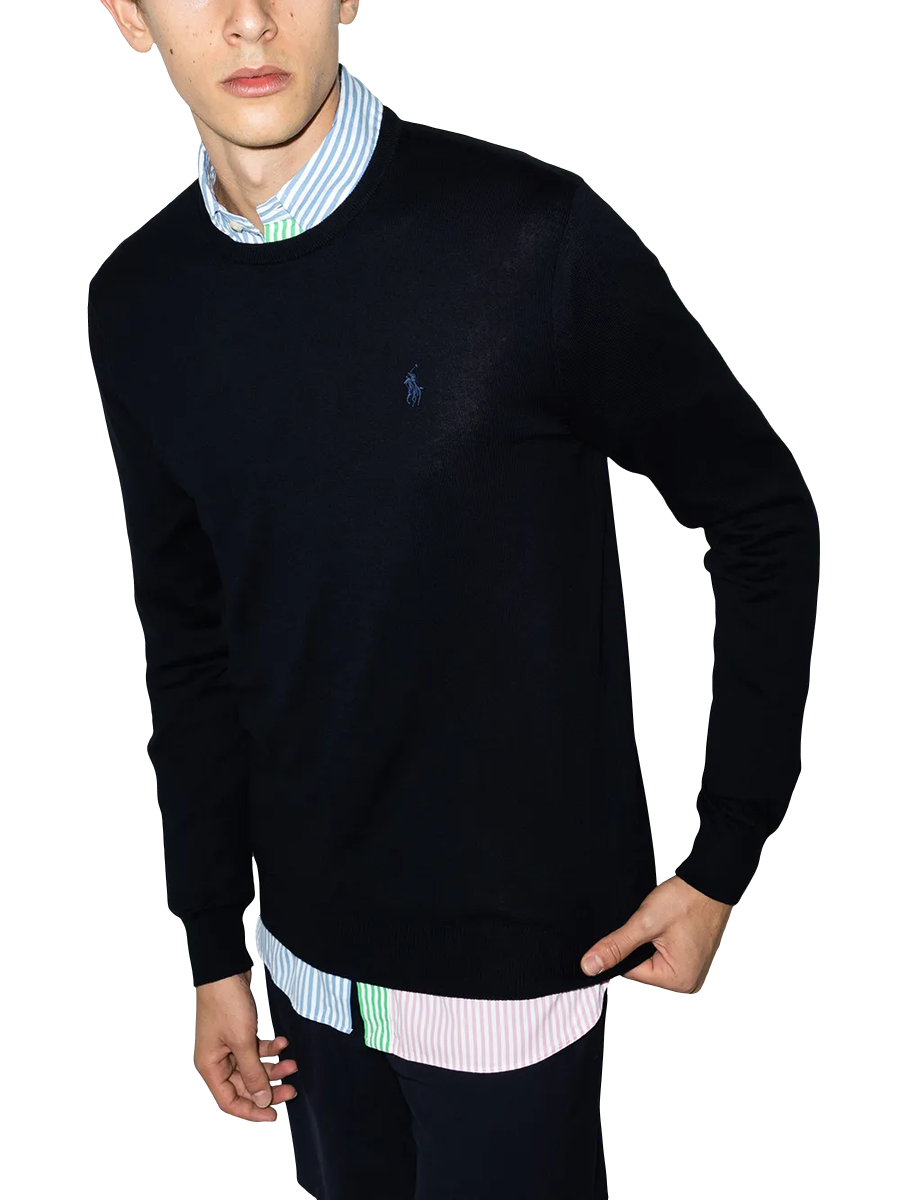 POLO RALPH LAUREN - Slim-Fit Baumwollpullover in dunkelblau