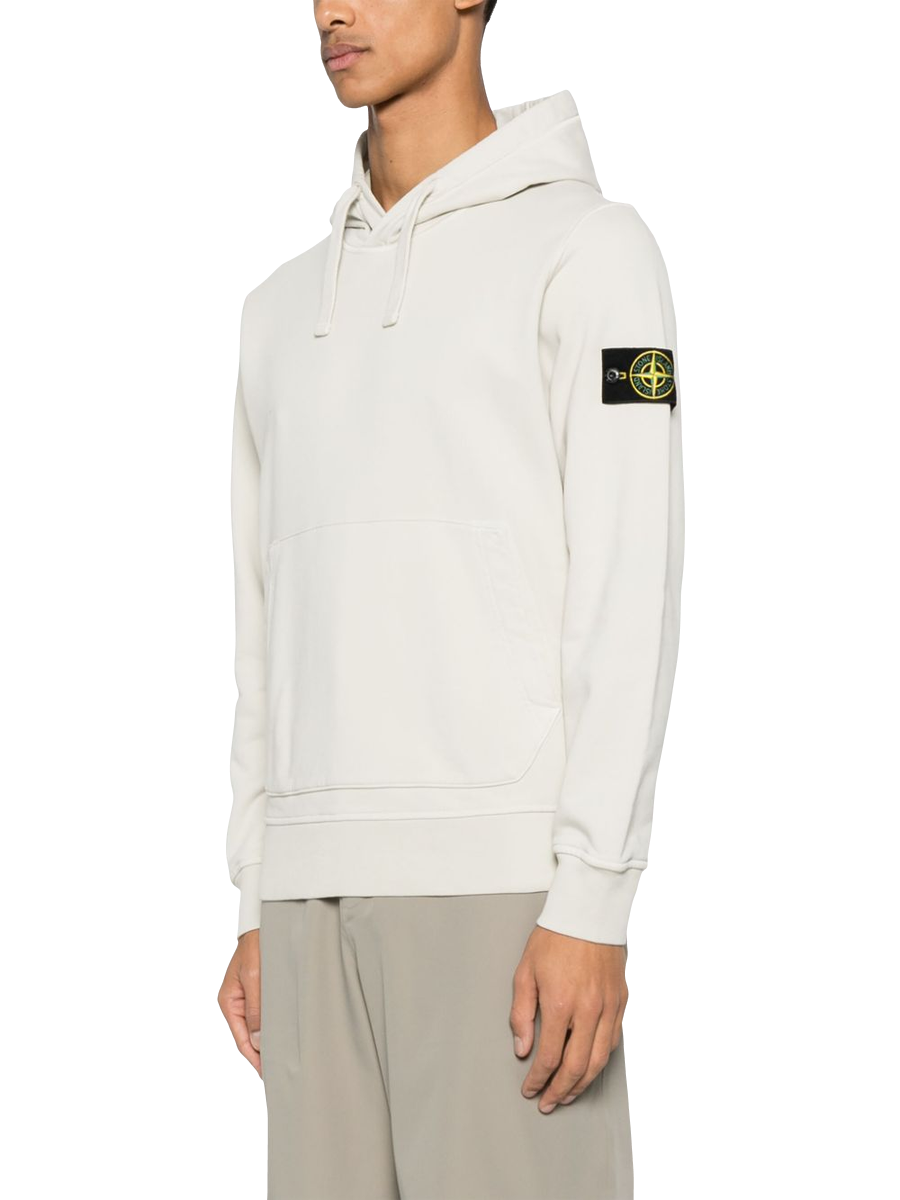 STONE ISLAND - Hoodie mit Kompass-Patch in Ecru