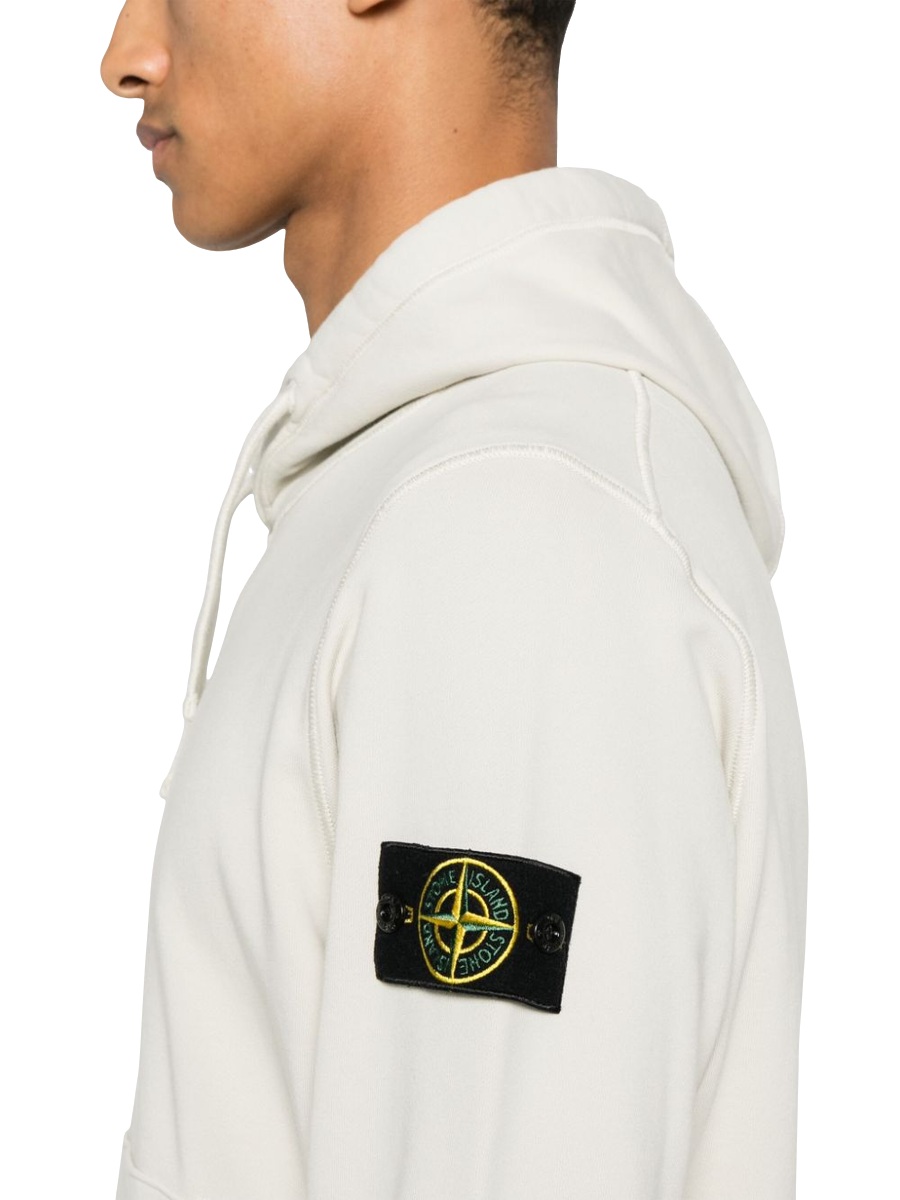 STONE ISLAND - Hoodie mit Kompass-Patch in Ecru