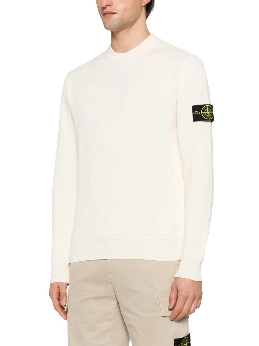 STONE ISLAND - Pullover mit Kompass-Patch in Creme