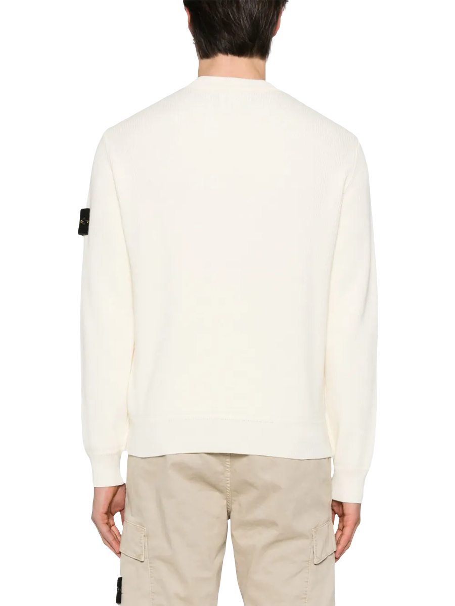 STONE ISLAND - Pullover mit Kompass-Patch in Creme