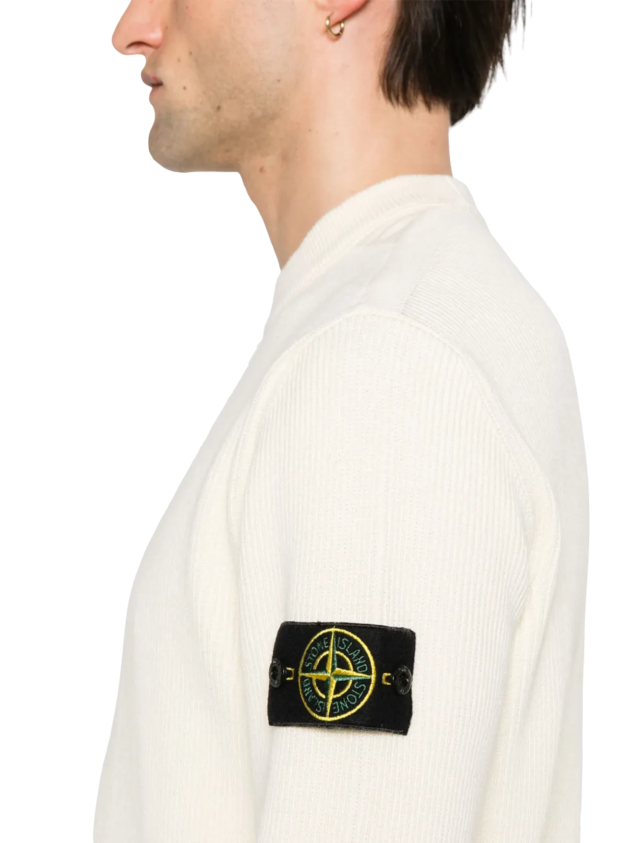 STONE ISLAND - Pullover mit Kompass-Patch in Creme