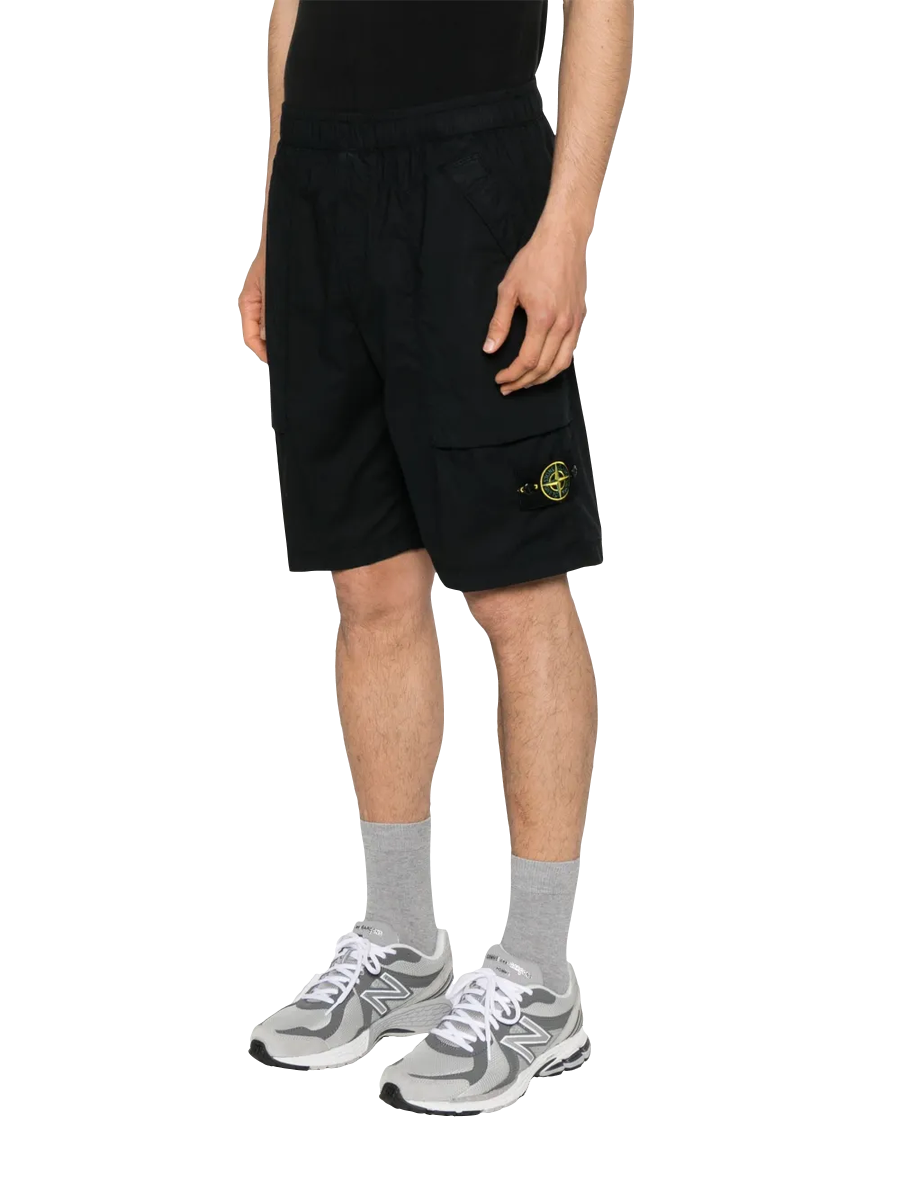 STONE ISLAND - Shorts mit Kompass-Patch in Schwarz