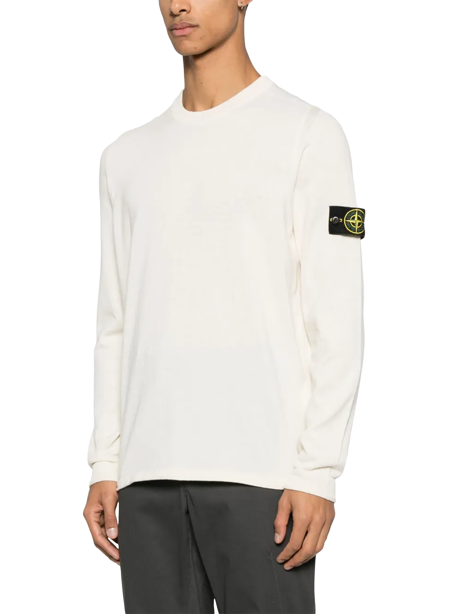 STONE ISLAND - Strickpullover mit Kompass-Patch in Weiß