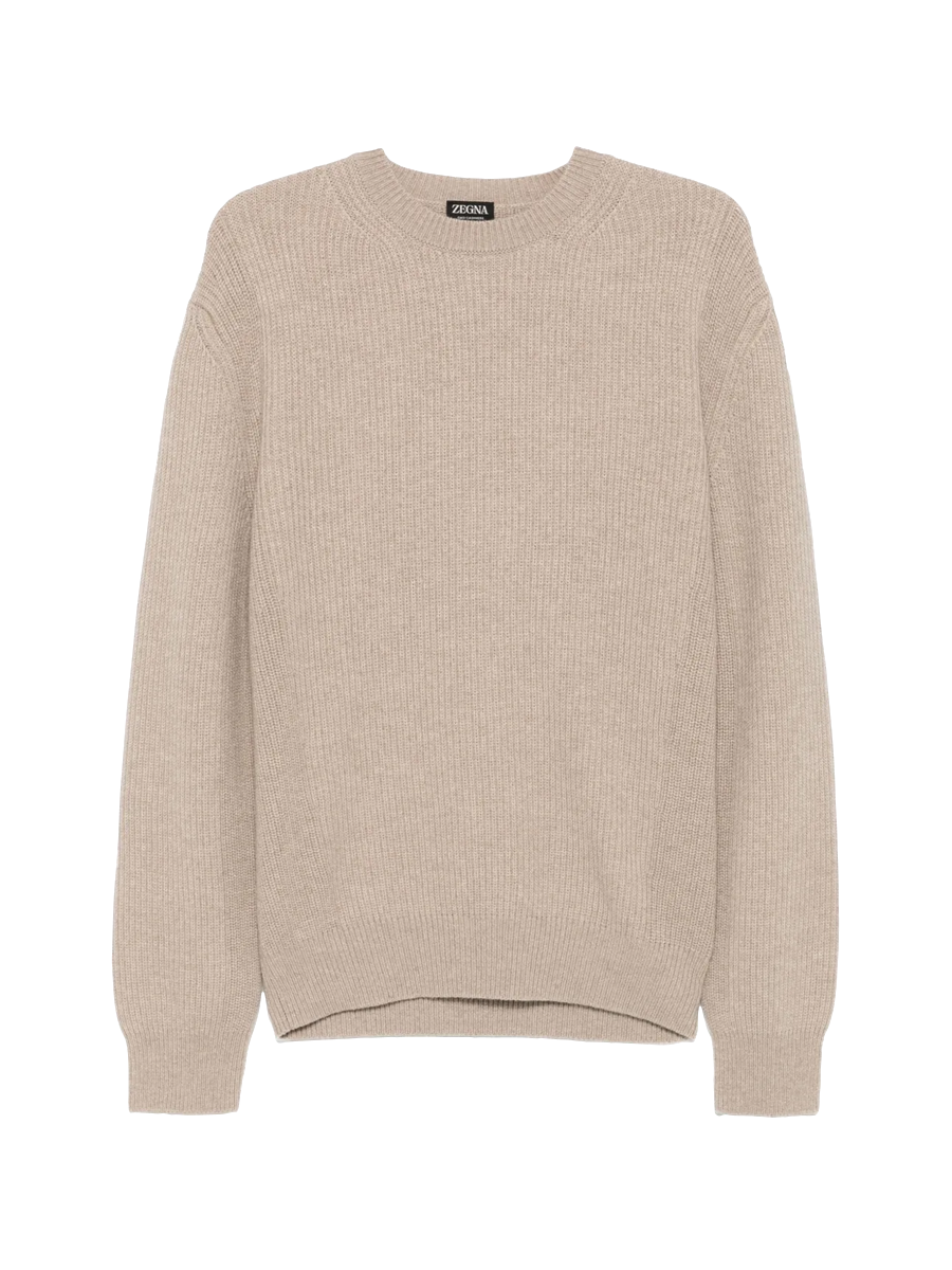 ZEGNA - Klassischer Kaschmirpullover in Beige